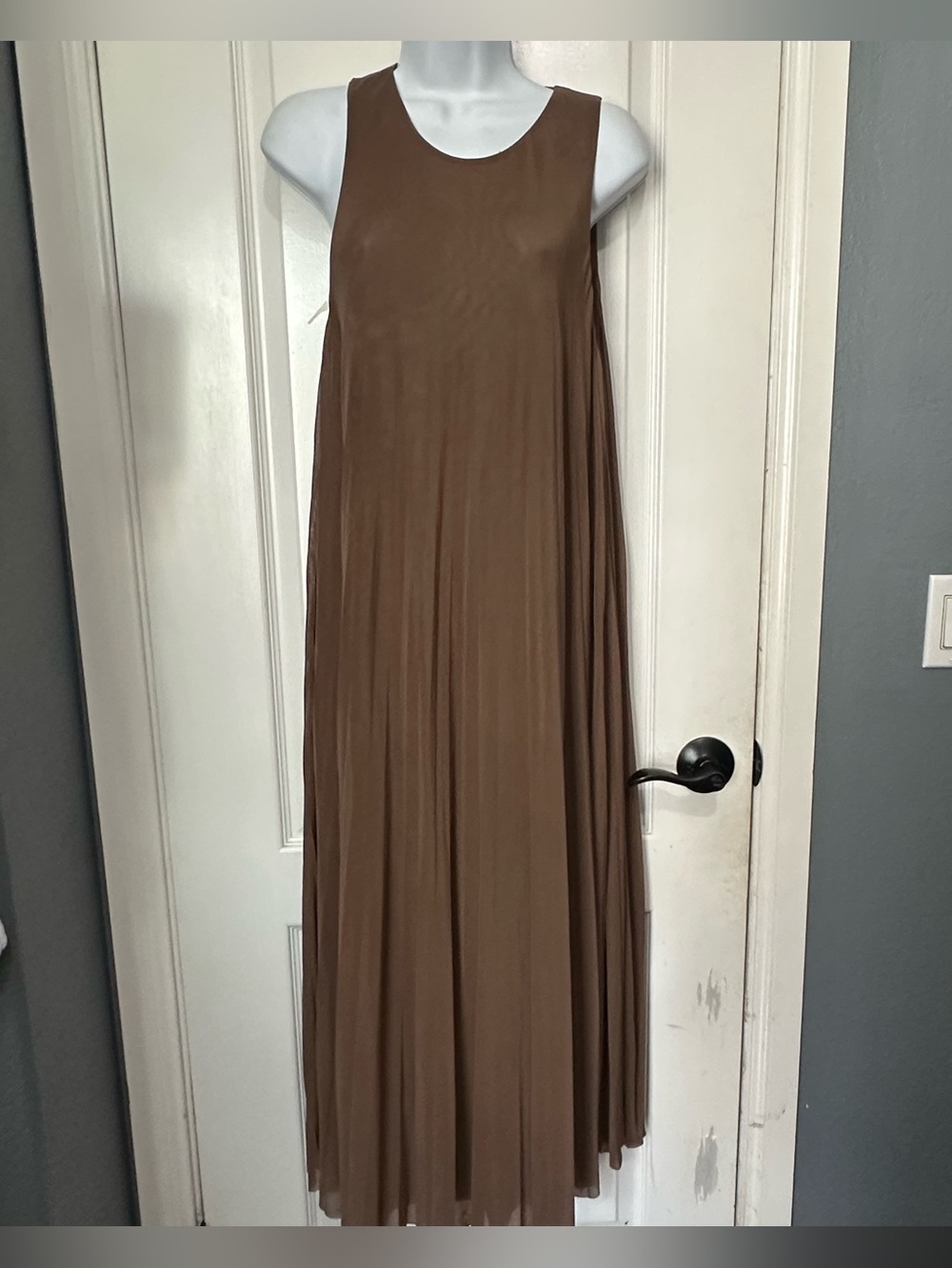 Vince Brown Sleeveless A-Line Maxi Dress
